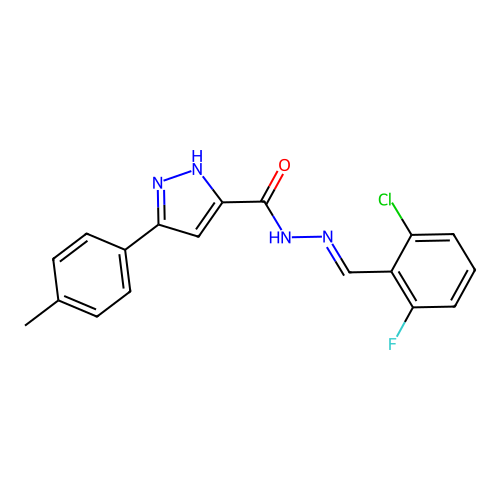 N'-[(E)-(2-chloro-6-fluorophenyl)methylidene]-3-(4-methylphenyl)-1H-pyrazole-5-carbohydrazide structure