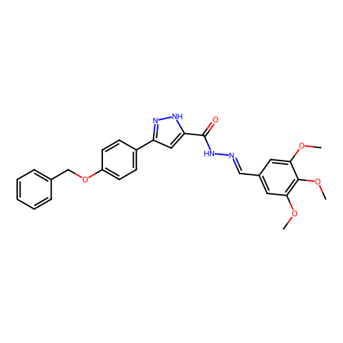 3(4-(Benzyloxy)PH)-N'-(3,4,5-trimethoxybenzylidene)-1H-pyrazole-5-carbohydrazide structure