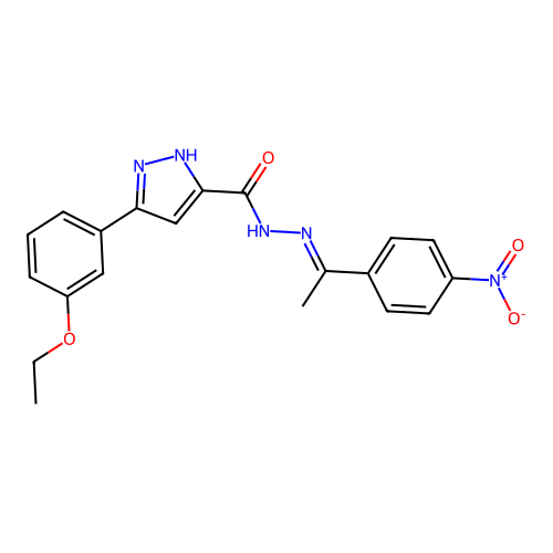 3-(3-ethoxyphenyl)-N'-[(1E)-1-(4-nitrophenyl)ethylidene]-1H-pyrazole-5-carbohydrazide structure