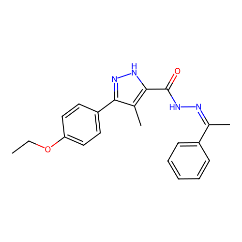 (Z)-3-(4-ethoxyphenyl)-4-methyl-N'-(1-phenylethylidene)-1H-pyrazole-5-carbohydrazide structure