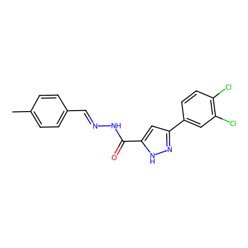 (E)-3-(3,4-dichlorophenyl)-N'-(4-methylbenzylidene)-1H-pyrazole-5-carbohydrazide structure