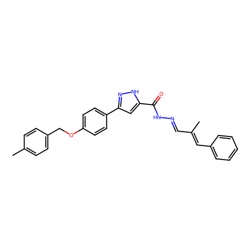 3-{4-[(4-methylbenzyl)oxy]phenyl}-N'-[(1E,2E)-2-methyl-3-phenylprop-2-en-1-ylidene]-1H-pyrazole-5-carbohydrazide structure