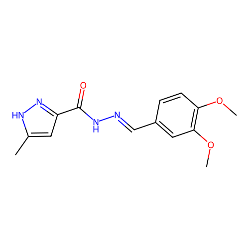 N'-(3,4-dimethoxybenzylidene)-5-methyl-1H-pyrazole-3-carbohydrazide structure