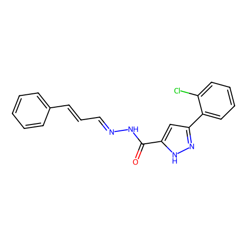 3-(2-chlorophenyl)-N'-[(1E,2E)-3-phenylprop-2-en-1-ylidene]-1H-pyrazole-5-carbohydrazide structure