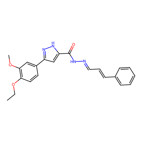 (E)-3-(4-ethoxy-3-methoxyphenyl)-N'-((E)-3-phenylallylidene)-1H-pyrazole-5-carbohydrazide structure