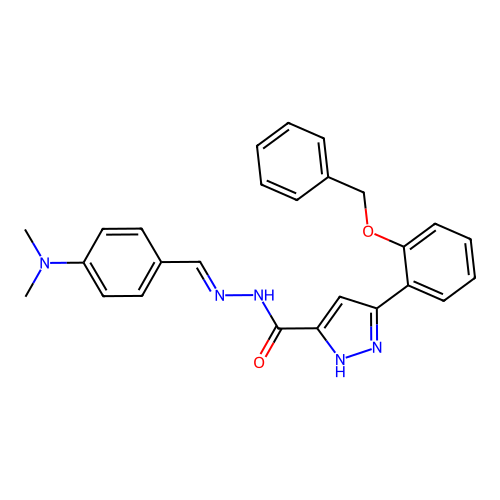 3(2-(Benzyloxy)PH)N'-(4-(dimethylamino)benzylidene)-1H-pyrazole-5-carbohydrazide structure
