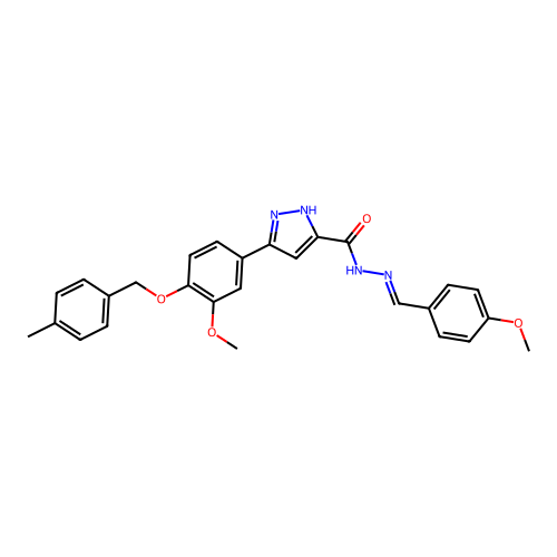 3-{3-methoxy-4-[(4-methylbenzyl)oxy]phenyl}-N'-[(E)-(4-methoxyphenyl)methylidene]-1H-pyrazole-5-carbohydrazide structure