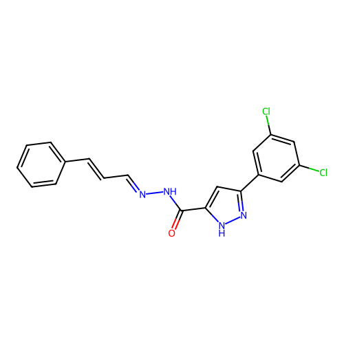 3-(3,5-dichlorophenyl)-N'-[(1E,2E)-3-phenylprop-2-en-1-ylidene]-1H-pyrazole-5-carbohydrazide structure