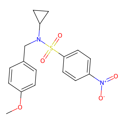 N-cyclopropyl-N-[(4-methoxyphenyl)methyl]-4-nitrobenzenesulfonamide structure