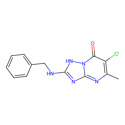 2-(benzylamino)-6-chloro-5-methyl[1,2,4]triazolo[1,5-a]pyrimidin-7(3H)-one structure