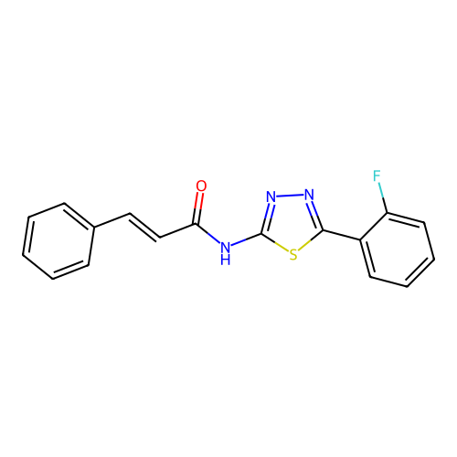 N-(5-(2-fluorophenyl)-1,3,4-thiadiazol-2-yl)cinnamamide structure