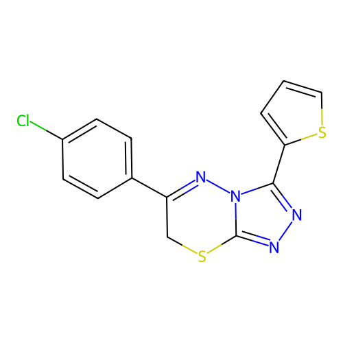 6-(4-chlorophenyl)-3-(2-thienyl)-7H-[1,2,4]triazolo[3,4-b][1,3,4]thiadiazine structure