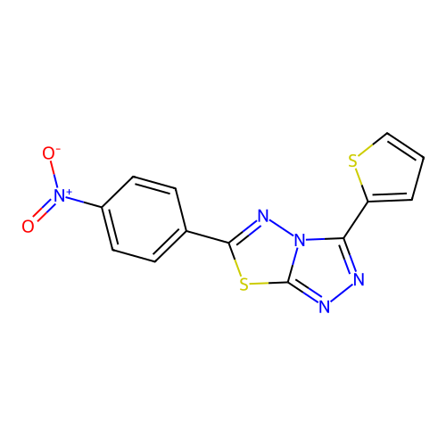 6-(4-Nitrophenyl)-3-(thiophen-2-yl)[1,2,4]triazolo[3,4-b][1,3,4]thiadiazole structure
