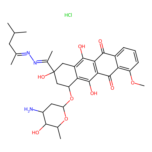 Rubomycin 13-(4''-methylpentylidene-2'')hydrazone hydrochloride structure