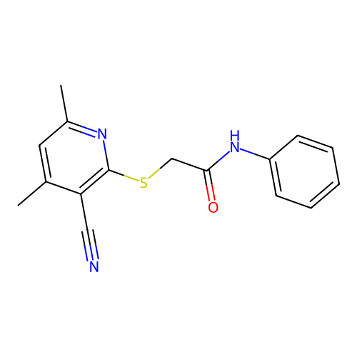 2-[(3-cyano-4,6-dimethylpyridin-2-yl)sulfanyl]-N-phenylacetamide structure