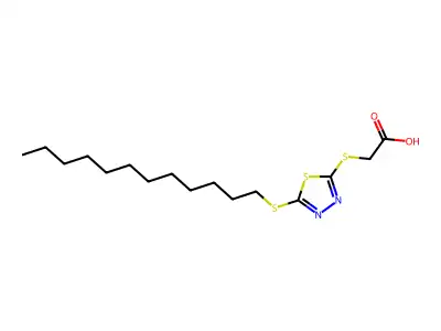 2-{[5-(Dodecylsulfanyl)-1,3,4-thiadiazol-2-yl]sulfanyl}acetic acid structure
