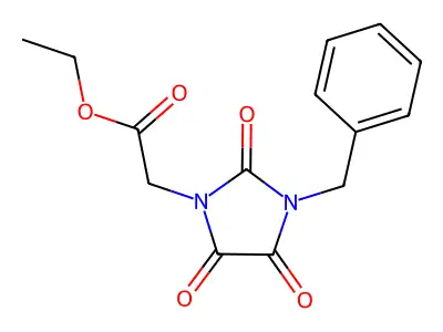 Ethyl 2-(3-benzyl-2,4,5-trioxoimidazolidin-1-yl)acetate structure