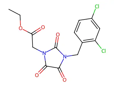Ethyl 2-[3-(2,4-dichlorobenzyl)-2,4,5-trioxo-1-imidazolidinyl]acetate structure