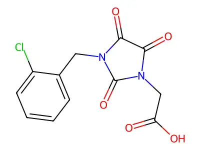 2-[3-(2-Chlorobenzyl)-2,4,5-trioxo-1-imidazolidinyl]acetic acid structure