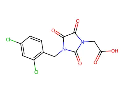 2-[3-(2,4-Dichlorobenzyl)-2,4,5-trioxo-1-imidazolidinyl]acetic acid structure
