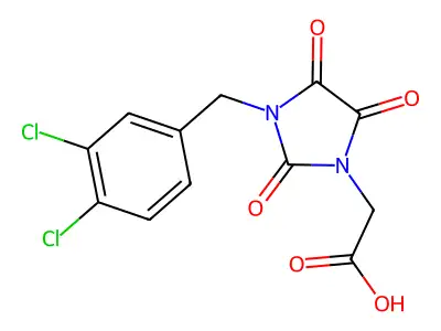 3-[(3,4-Dichlorophenyl)methyl]-2,4,5-trioxo-1-imidazolidineacetic acid structure