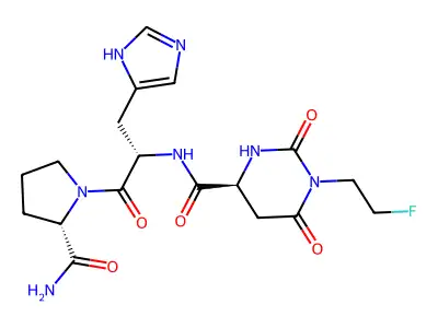 L-Prolinamide, N-((1-(2-fluoroethyl)hexahydro-2,6-dioxo-4-pyrimidinyl)carbonyl)-L-histidyl-, (S)-, hydrate structure
