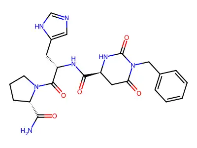 L-Prolinamide, N-((hexahydro-2,6-dioxo-1-(phenylmethyl)-4-pyrimidinyl)carbonyl)-L-histidyl-, hydrate structure