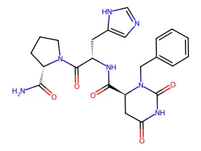 L-Prolinamide, N-((hexahydro-2,6-dioxo-3-(phenylmethyl)-4-pyrimidinyl)carbonyl)-L-histidyl-, (S)-, hydrate structure