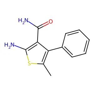 2-Amino-5-methyl-4-phenylthiophene-3-carboxamide structure