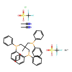 (RhCl(MeCN)2(PPP))(OTf)2 structure