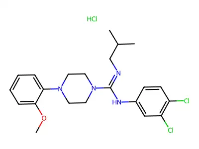 1-Piperazinecarboximidamide, N-(3,4-dichlorophenyl)-4-(2-methoxyphenyl)-N'-(2-methylpropyl)-,monohydrochloride structure