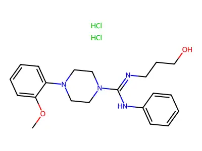 1-Piperazinecarboximidamide, N-(3-hydroxypropyl)-4-(2-methoxyphenyl)-N'-phenyl-, dihydrochloride structure