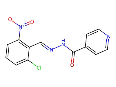 N-[(2-chloro-6-nitrophenyl)methylideneamino]pyridine-4-carboxamide structure