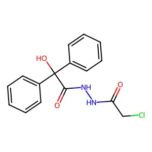 Benzeneacetic acid, alpha-hydroxy-alpha-phenyl-, 2-(chloroacetyl)hydrazide structure