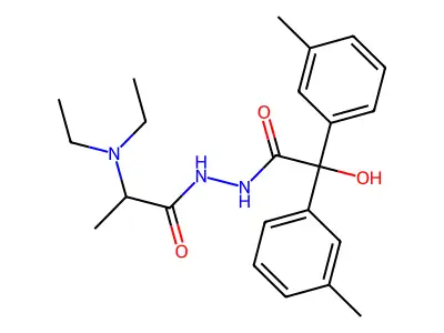 Benzeneacetic acid, alpha-hydroxy-3-methyl-alpha-(3-methylphenyl)-, 2-(2-(diethylamino)-1-oxopropyl)hydrazide structure