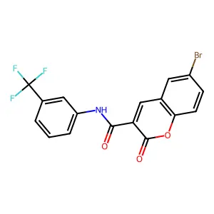 6-bromo-2-oxo-N-[3-(trifluoromethyl)phenyl]chromene-3-carboxamide structure