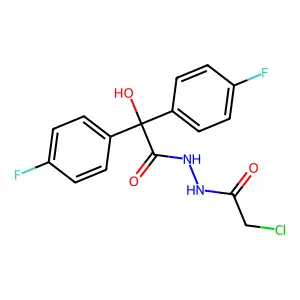 Benzeneacetic acid, 4-fluoro-alpha-(4-fluorophenyl)-alpha-hydroxy-, 2-(chloroacetyl)hydrazide structure