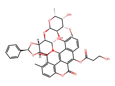 6-O-(3-ethoxypropionyl)-3',4'-O-exo-benzylidenechartreusin structure