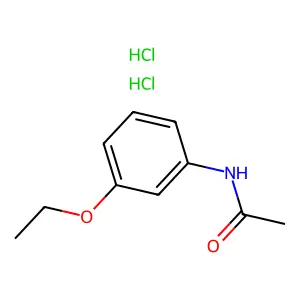 Acetamide, N-(3-ethoxyphenyl)-, hydrochloride (1:2) structure