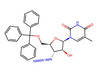 1-(3-Azido-3-deoxy-5-O-trityl-beta-D-arabinofuranosyl)thymine structure