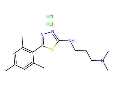1,3-Propanediamine, N,N-dimethyl-N'-(5-(2,4,6-trimethylphenyl)-1,3,4-thiadiazol-2-yl)-, dihydrochloride structure