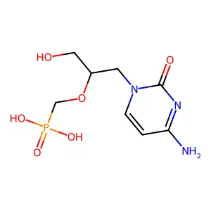 [1-(4-Amino-2-oxopyrimidin-1-yl)-3-hydroxypropan-2-yl]oxymethylphosphonic acid structure
