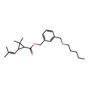 Cyclopropanecarboxylic acid, 2,2-dimethyl-3-(2-methyl-1-propenyl)-, (3-((pentyloxy)methyl)phenyl)methyl ester, (1R-trans)- structure