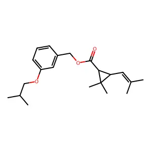 Cyclopropanecarboxylic acid, 2,2-dimethyl-3-(2-methyl-1-propenyl)-, (3-(2-methylpropoxy)phenyl)methyl ester, (1R-trans)- structure