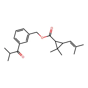 Cyclopropanecarboxylic acid, 2,2-dimethyl-3-(2-methyl-1-propenyl)-, (3-(2-methyl-1-oxopropyl)phenyl)methyl ester, (1R-trans)- structure
