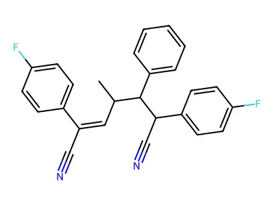 2,6-Bis(4-fluorophenyl)-4-methyl-5-phenylhept-2-enedinitrile structure