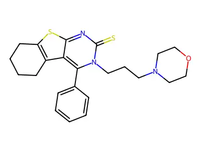 (1)Benzothieno(2,3-d)pyrimidine-2(3H)-thione, 5,6,7,8-tetrahydro-3-(3-(4-morpholinyl)propyl)-4-phenyl- structure