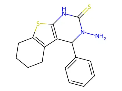 3-Amino-4-phenyl-3,4,5,6,7,8-hexahydro-(1)benzothieno(2,3-d)pyrimidine-2(1H)-thione structure