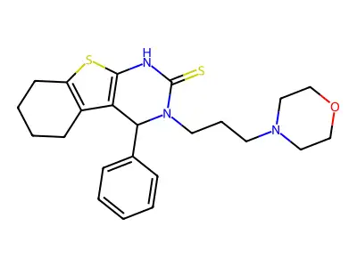 (1)Benzothieno(2,3-d)pyrimidine-2(1H)-thione, 3,4,5,6,7,8-hexahydro-3-(3-(4-morpholinyl)propyl)-4-phenyl- structure