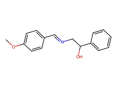 (E)-2-(4-Methoxybenzylideneamino)-1-phenylethanol structure